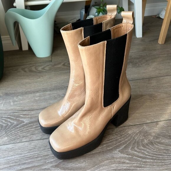 INTENTIONALLY BLANK  Bossy Leather Chunky Platform Chelsea Boots - Picture 3 of 16